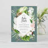 パステルトロピカル+金ゴールド幾何学的ベビーシャワー招待状 セーブザデート (スタンド正面)