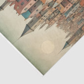 パステルトーンのシュレアル川の街の風景 薄葉紙 (詳細)
