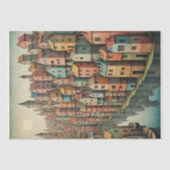 パステルトーンのシュレアル川の街の風景 薄葉紙 (正面)