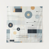 パステルトーンのレトロジオメトリックパターン タペストリー (正面(横))