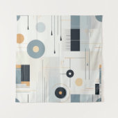 パステルトーンのレトロジオメトリックパターン タペストリー (正面)