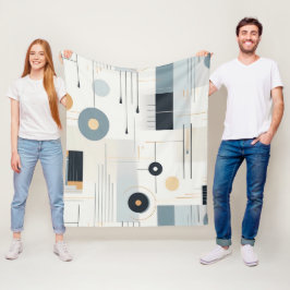 パステルトーンのレトロジオメトリックパターン フリースブランケット