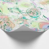 パステルトーンハンド絵を描バラ ラッピングペーパー (角)