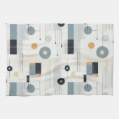 パステルトーンミッドセンチュリー幾何学模様 キッチンタオル (横)