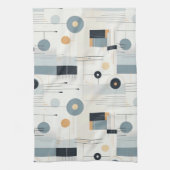 パステルトーンミッドセンチュリー幾何学模様 キッチンタオル (縦)