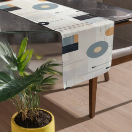 パステルトーンミッドセンチュリー幾何学模様 ショートテーブルランナー