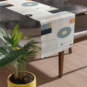 パステルトーンミッドセンチュリー幾何学模様 ショートテーブルランナー