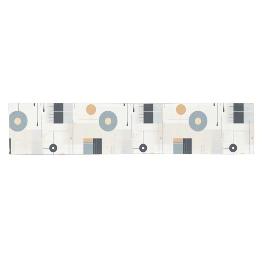 パステルトーンミッドセンチュリー幾何学模様 ショートテーブルランナー (横)