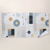 パステルトーンミッドセンチュリー幾何学模様 ビーチタオル (正面)