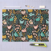 パステルトーン復活祭のシンボルのパターンの黒 薄葉紙 (クラフト)