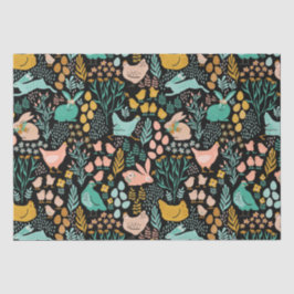 パステルトーン復活祭のシンボルのパターンの黒 薄葉紙