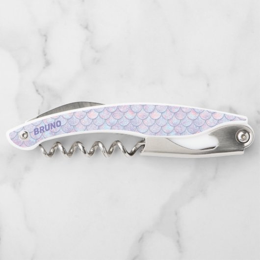 パステルトーン抽象芸術の魚のはかりで測パターン ソムリエナイフ (裏面)