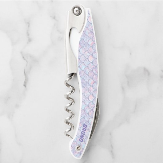 パステルトーン抽象芸術の魚のはかりで測パターン ソムリエナイフ (正面)