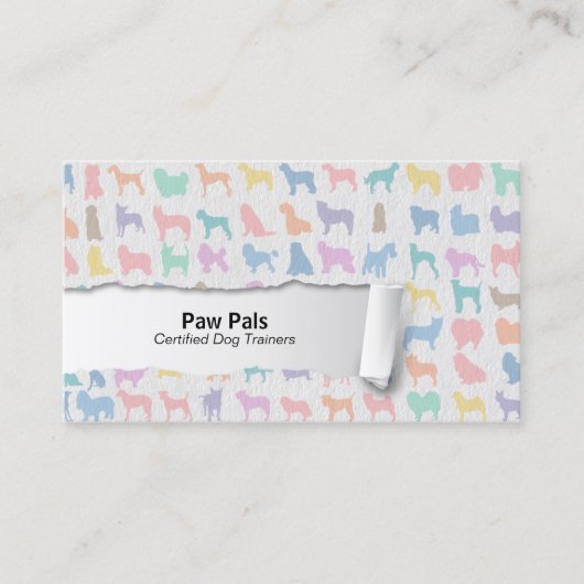 パステルドッグシルエット犬トレーナービジネスカード 名刺 (正面)
