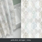 パステルドット波形パターングレーベージュホワイトブルー シャワーカーテン