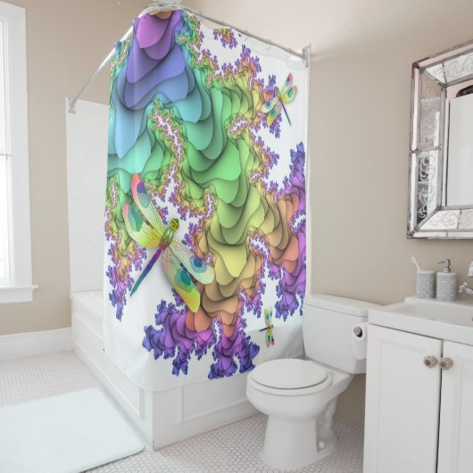 パステルドラゴンフライシャワーカーテン シャワーカーテン (インサイチュ)