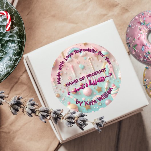 パステルドリップクッキーとデザート包装シール ラウンドシール
