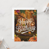 パステルドリーミーコージーオータム秋ハッピーバースデー カード (正面/裏面インサイチュ)