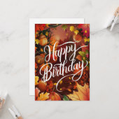 パステルドリーミーパンプキンオータム秋ハッピーバースデー カード (正面/裏面インサイチュ)