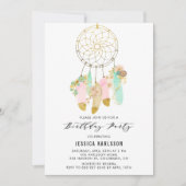 パステルドリームキャッチャーフェイクゴールドフォイルバースデーパーティー 招待状 (正面)