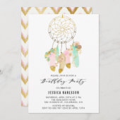 パステルドリームキャッチャーフェイクゴールドフォイルバースデーパーティー 招待状 (正面/裏面)