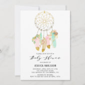 パステルドリームキャッチャーフェイクゴールドフォイルベビーシャワー 招待状 (正面)