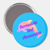 パステルドルフィンパーソナライズされたステートルームドアマーカー マグネット (正面/裏面)