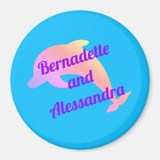 パステルドルフィンパーソナライズされたステートルームドアマーカー マグネット (正面)