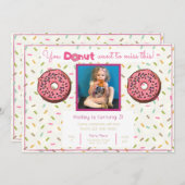 パステルドーナツバースデーパーティフォト招待状 招待状 (正面/裏面)