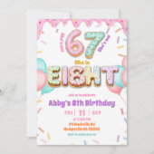 パステルドーナツ 67 8歳の女の子の誕生日パーティーの招待状 招待状 (正面)