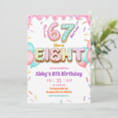 パステルドーナツ 67 8歳の女の子の誕生日パーティーの招待状 招待状 (スタンド正面)