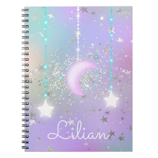 パステルナイトスカイ白熱［赤熱］光を放つムーンスター ノートブック (正面)