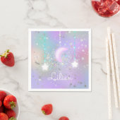 パステルナイト白熱［赤熱］光を放つスカイムーンスターグリッターかわいい スタンダードカクテルナプキン (インサイチュ)