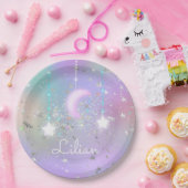 パステルナイト白熱［赤熱］光を放つスカイムーンスターグリッターかわいい ペーパープレート (パーティー)