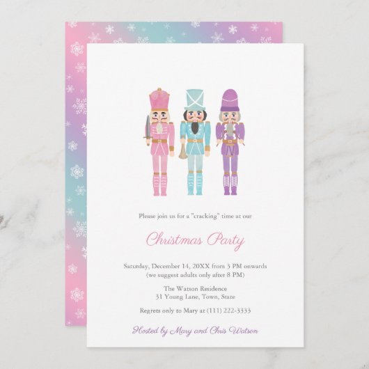 パステルナツクラッカーファミリーホリデーズパーティー 招待状 (正面/裏面)