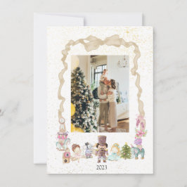 パステルナツクラッカーリボンクリスマスフォトカード シーズンカード