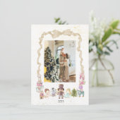 パステルナツクラッカーリボンクリスマスフォトカード シーズンカード (スタンド正面)