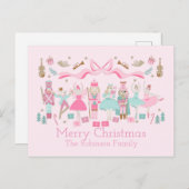 パステルナトクラッカーバレエピンククリスマスはがき ポストカード (正面/裏面)