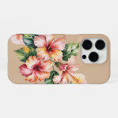 パステルハイビスカス水彩画 iPhoneケース (裏面横)