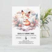 パステルハッピーキツネ誕生日デジタル 招待状 (スタンド正面)