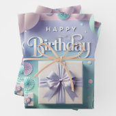 パステルハッピーバースデーラッピング紙 ラッピングペーパーシート (インサイチュ)