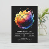 パステルハッピーボーイバスケットボール誕生日 招待状 (スタンド正面)