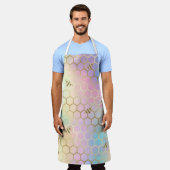 パステルハニカムヘキソンミツバチ エプロン (着用した状態)