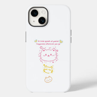 パステルハピネス かわいい猫の落書きデザインのスマホケース Case-Mate iPhone 14ケース