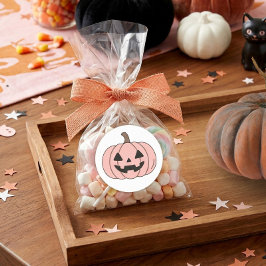 パステルハロウィンカボチャ 暖かいピンク ID1325 ラウンドシール