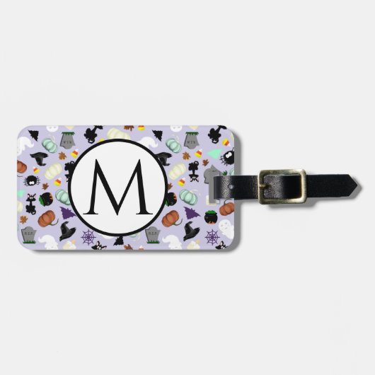 パステルハロウィンモノグラムの ラゲッジタグ (正面横)