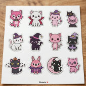 パステルハロウィン猫と動物ステッカー シール