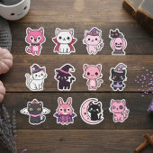 パステルハロウィン猫と動物ステッカー シール