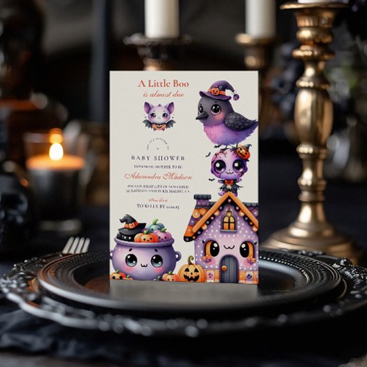 パステルハロウィン リトルブー ベビーシャワー 招待状