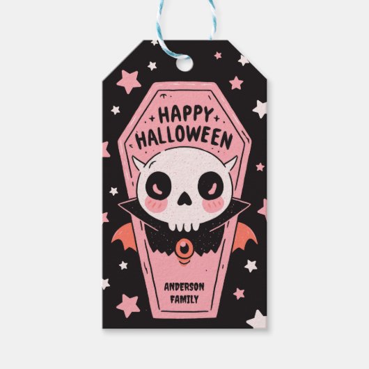パステルハロウィン 吸血鬼 棺 おばけ かわいい ハロウィン ギフトタグ (正面)